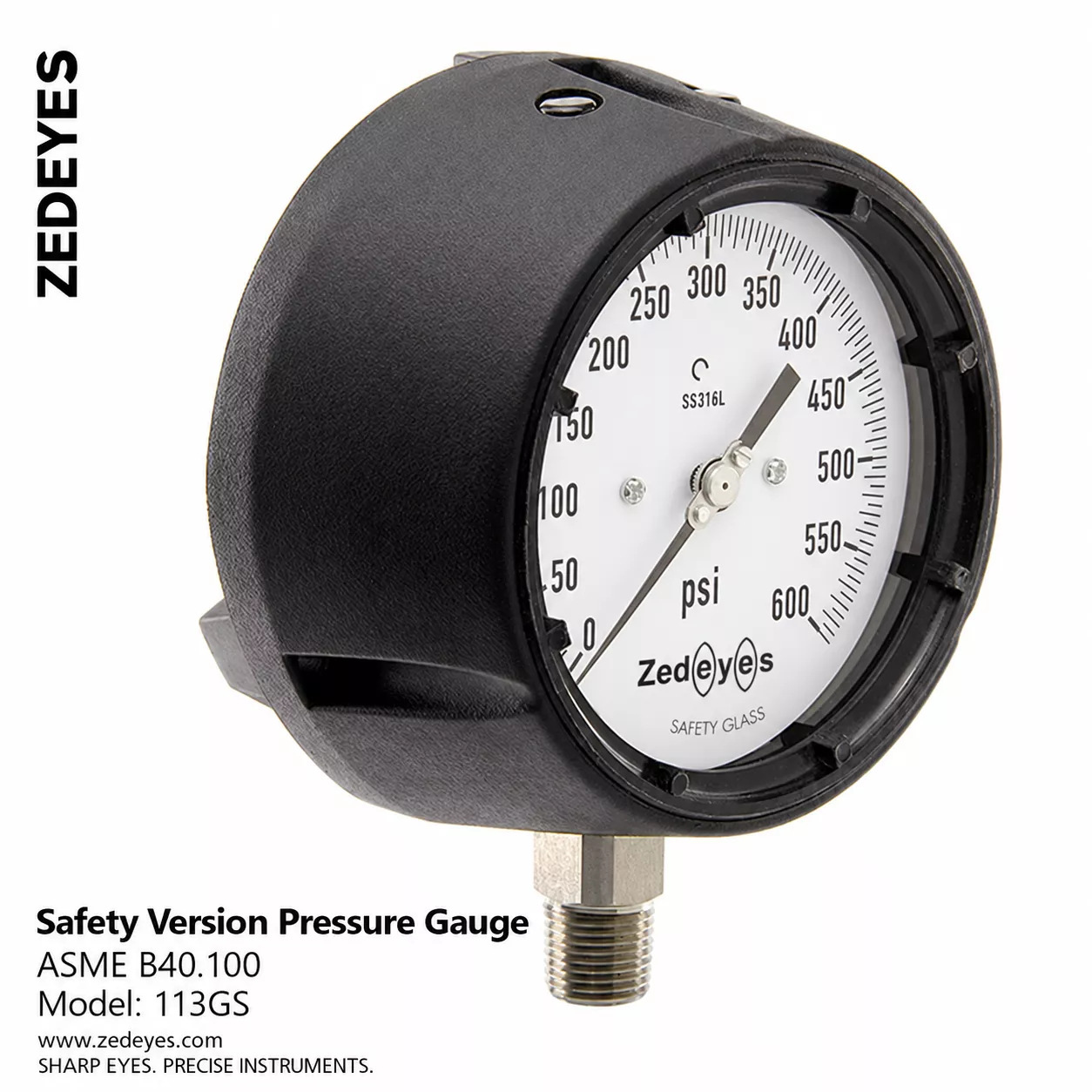 Safety version pressure gauge